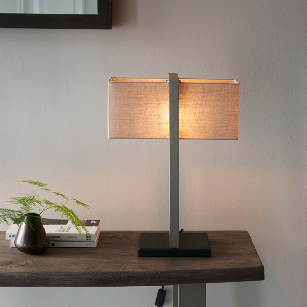 End table with built deals in lamp